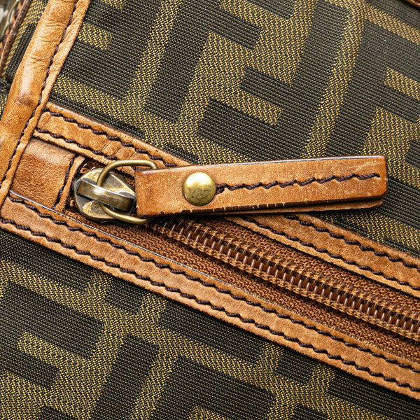 フェンディ ズッカ 斜め掛け ショルダーバッグ 7VA152 カーキ ブラウン キャンバス レザー レディース FENDI 【中古】
