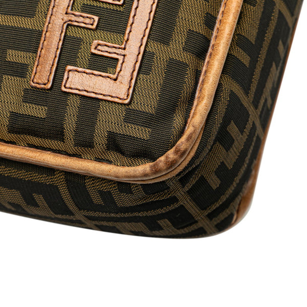 フェンディ ズッカ 斜め掛け ショルダーバッグ 7VA152 カーキ ブラウン キャンバス レザー レディース FENDI 【中古】