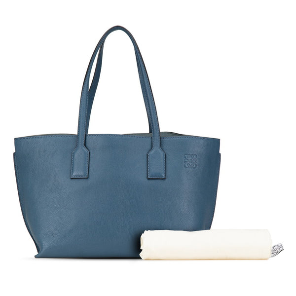 ロエベ アナグラム Tショッパーバッグ トートバッグ ワンショルダーバッグ ブルー レザー レディース LOEWE 【中古】