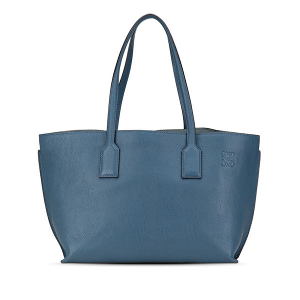 ロエベ アナグラム Tショッパーバッグ トートバッグ ワンショルダーバッグ ブルー レザー レディース LOEWE 【中古】