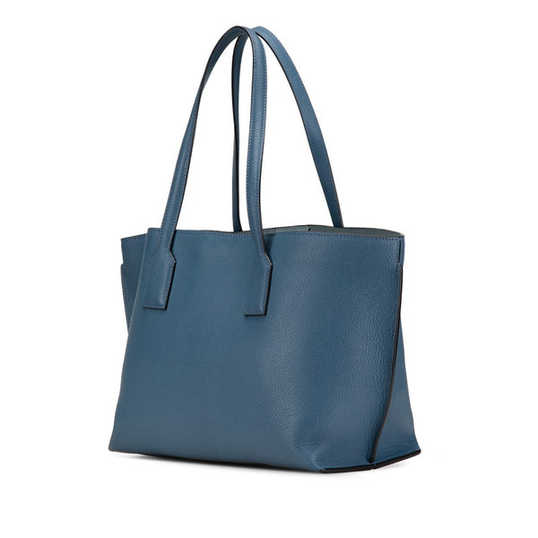 ロエベ アナグラム Tショッパーバッグ トートバッグ ワンショルダーバッグ ブルー レザー レディース LOEWE 【中古】