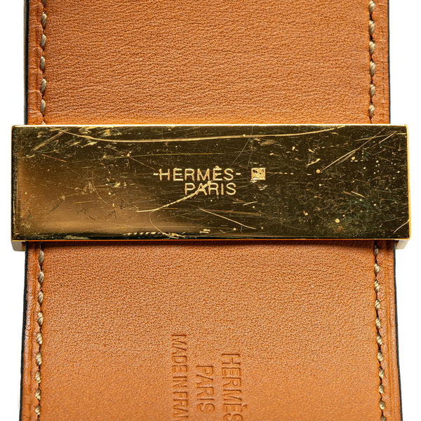 エルメス コリエドシアン ブレスレット ブラック ゴールド メッキ レザー メンズ HERMES 【中古】