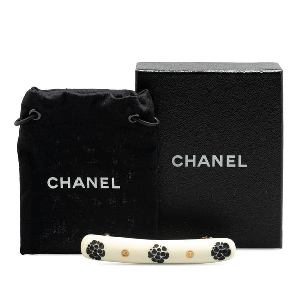 シャネル ヴィンテージ ココマーク フラワー モチーフ バレッタ ゴールド ホワイト メッキ レディース CHANEL 【中古】