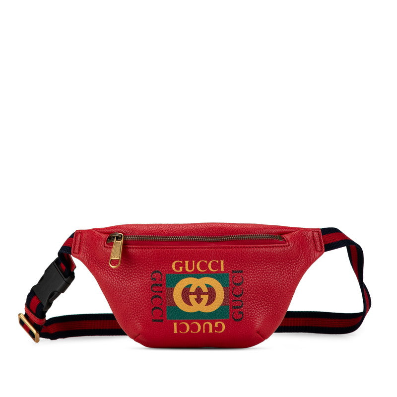 グッチ プリント スモール ボディバッグ ウエストバッグ 527792 レッド レザー レディース GUCCI 【中古】