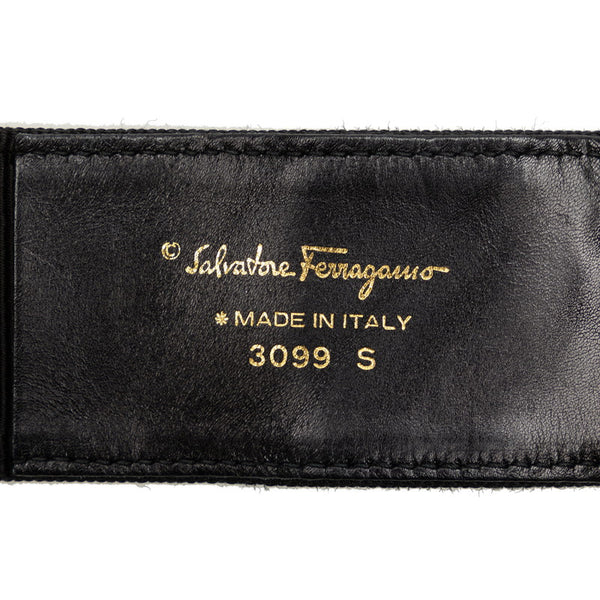 サルヴァトーレフェラガモ ヴァラリボン ベルト ゴールド ブラック メッキ ナイロン レディース Salvatore Ferragamo 【中古】