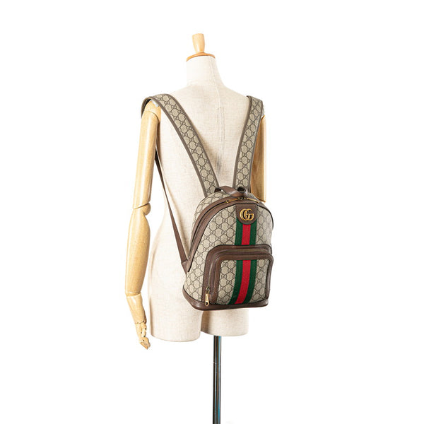 グッチ GGスプリーム オフディア リュック バックパック 547965 カーキ ブラウン PVC レザー レディース GUCCI 【中古】