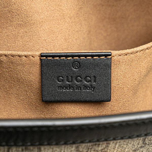 グッチ GGスプリーム パドロック スモール チェーン ショルダーバッグ 498156 ベージュ ブラック PVC レザー レディース GUCCI 【中古】