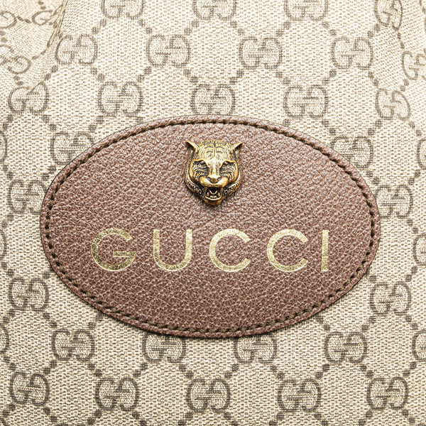 グッチ GGスプリーム タイガーヘッド ドローストリング リュック バックパック 473872 ベージュ ブラウン PVC レザー レディース GUCCI 【中古】