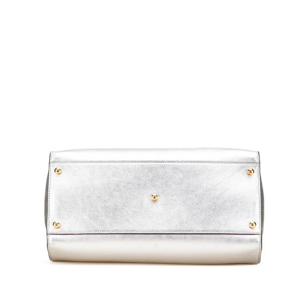 フェンディ サンシャイン ミディアム  トートバッグ ショルダーバッグ 2WAY 8BH386 シルバー カーフレザー レディース FENDI 【中古】