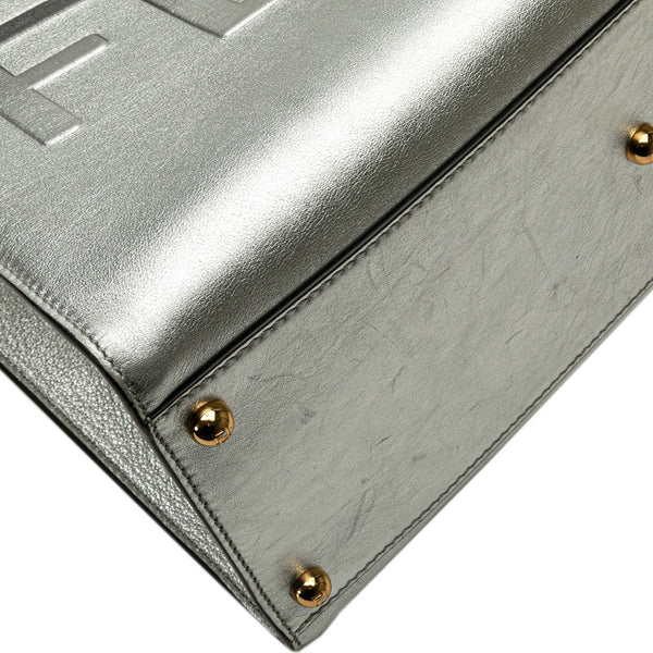 フェンディ サンシャイン ミディアム  トートバッグ ショルダーバッグ 2WAY 8BH386 シルバー カーフレザー レディース FENDI 【中古】