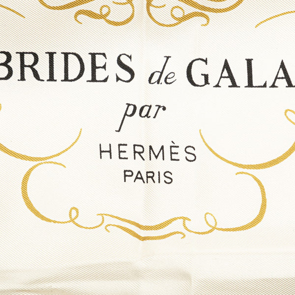 エルメス カレ90 BRIDES de GALA 式典用馬勒 スカーフ レッド ホワイト マルチカラー シルク レディース HERMES 【中古】