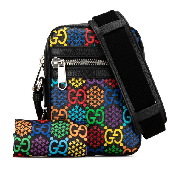 グッチ GGサイケデリック 斜め掛け ショルダーバッグ 598103 ブラック マルチカラー PVC レザー レディース GUCCI 【中古】