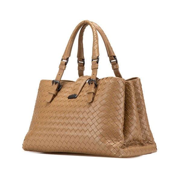 ボッテガヴェネタ イントレチャート ハンドバッグ ショルダーバッグ 2WAY ブラウン レザー レディース BOTTEGAVENETA 【中古】
