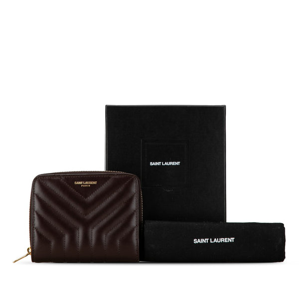 サンローラン キルティング ジョアン 二つ折り財布 コンパクトウォレット 668323 ワインレッド レザー レディース SAINT LAURENT 【中古】