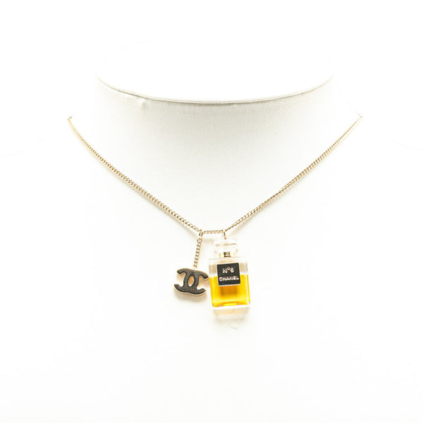 シャネル ココマーク 香水瓶 モチーフ ネックレス ゴールド イエロー メッキ レディース CHANEL 【中古】