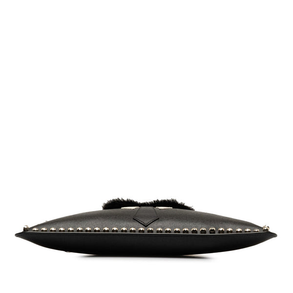 フェンディ カールラガーフェルド クラッチバッグ 7N0078 52P ブラック レザー レディース FENDI 【中古】