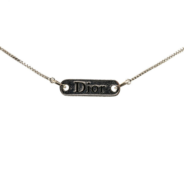 ディオール ロゴプレート ネックレス シルバー メタル レディース Dior 【中古】