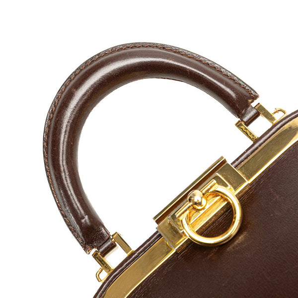 ディオール ヴィンテージ がま口 ハンドバッグ ショルダーバッグ 2WAY ブラウン レザー レディース Dior 【中古】