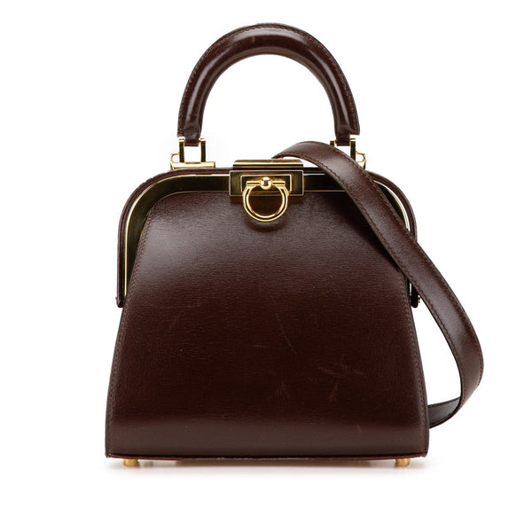 ディオール ヴィンテージ がま口 ハンドバッグ ショルダーバッグ 2WAY ブラウン レザー レディース Dior 【中古】