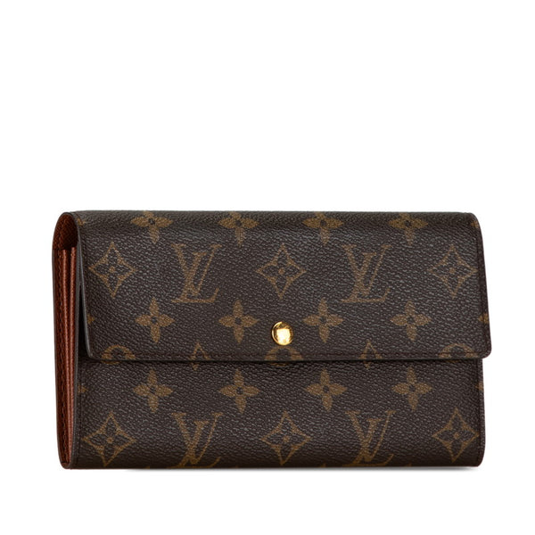 ルイ ヴィトン モノグラム ポシェット ポルト モネ クレディ 長財布 M61725 ブラウン PVC レザー レディース LOUIS VUITTON 【中古】