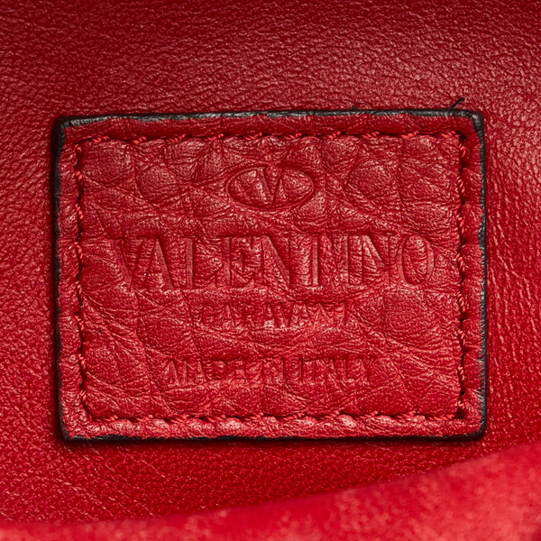 ヴァレンティノ ロックスタッズ ミニ リュック バックパック レッド キャンバス レザー レディース VALENTINO 【中古】