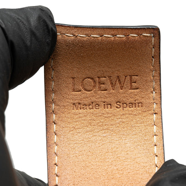 ロエベ アナグラムロゴ スラップ スモール ブレスレット バングル タン レザー レディース LOEWE 【中古】