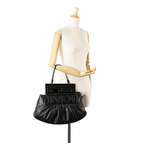 フェンディ ロゴ ワンショルダーバッグ 8BN179 ブラック レザー プラスチック レディース FENDI 【中古】