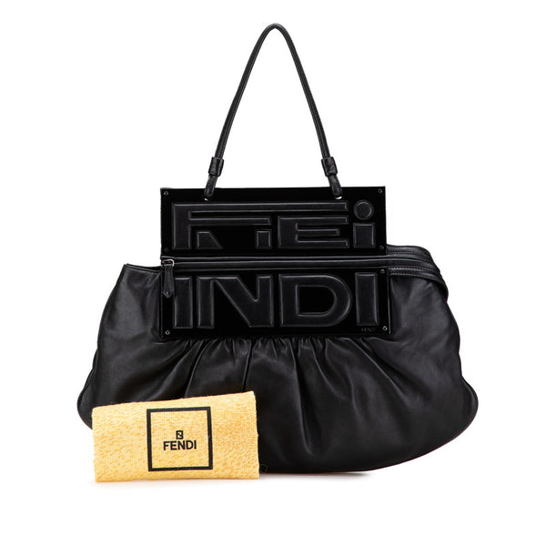フェンディ ロゴ ワンショルダーバッグ 8BN179 ブラック レザー プラスチック レディース FENDI 【中古】