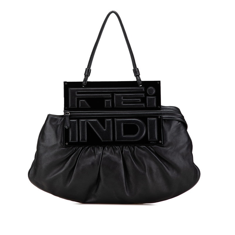 フェンディ ロゴ ワンショルダーバッグ 8BN179 ブラック レザー プラスチック レディース FENDI 【中古】