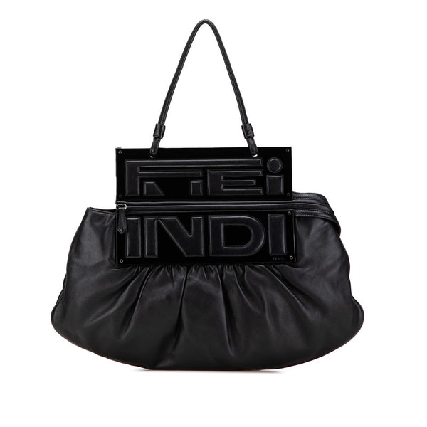 フェンディ ロゴ ワンショルダーバッグ 8BN179 ブラック レザー プラスチック レディース FENDI 【中古】