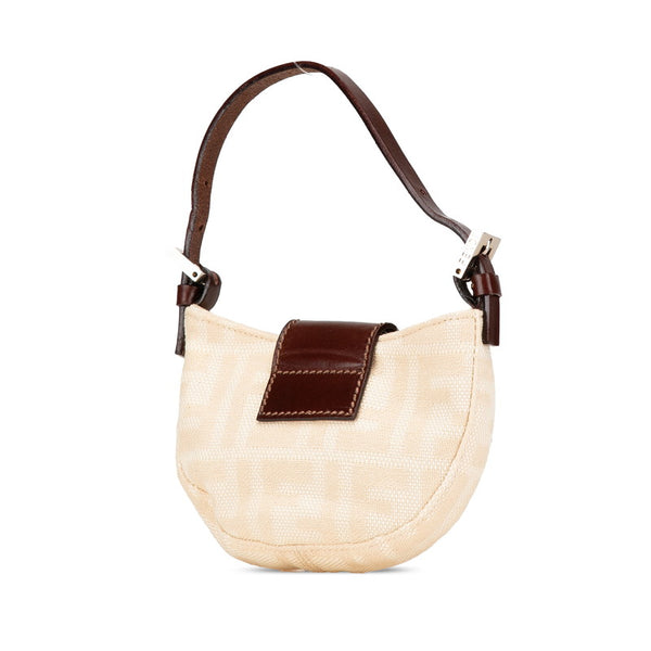 フェンディ ズッカ ミニクロワッサン ハンドバッグ 26673 ベージュ ブラウン キャンバス レザー レディース FENDI 【中古】