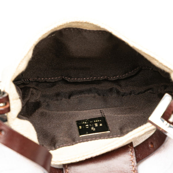 フェンディ ズッカ ミニクロワッサン ハンドバッグ 26673 ベージュ ブラウン キャンバス レザー レディース FENDI 【中古】