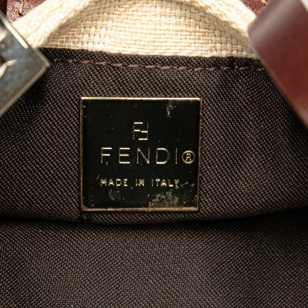 フェンディ ズッカ ミニクロワッサン ハンドバッグ 26673 ベージュ ブラウン キャンバス レザー レディース FENDI 【中古】