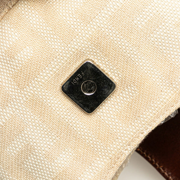 フェンディ ズッカ ミニクロワッサン ハンドバッグ 26673 ベージュ ブラウン キャンバス レザー レディース FENDI 【中古】