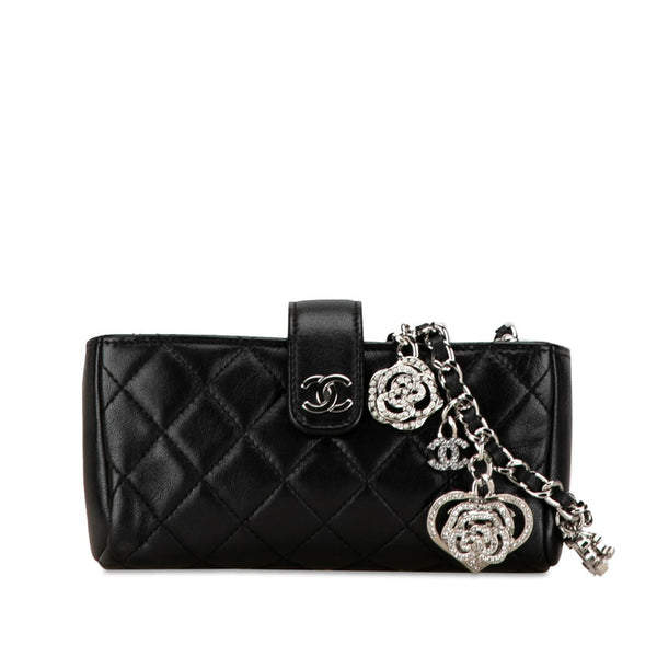 シャネル マトラッセ ココマーク チェーン ショルダーバッグ ブラック ラムスキン レディース CHANEL 【中古】