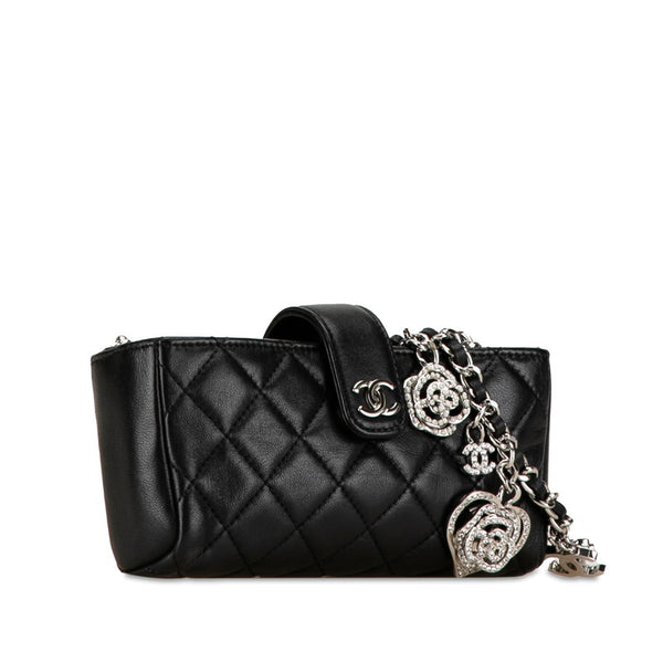 シャネル マトラッセ ココマーク チェーン ショルダーバッグ ブラック ラムスキン レディース CHANEL 【中古】