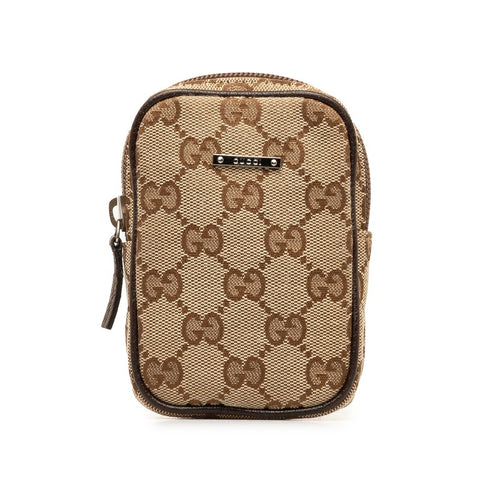 グッチ GGキャンバス シガレットケース ポーチ 115249  ベージュ ブラウン キャンバス レザー レディース GUCCI 【中古】