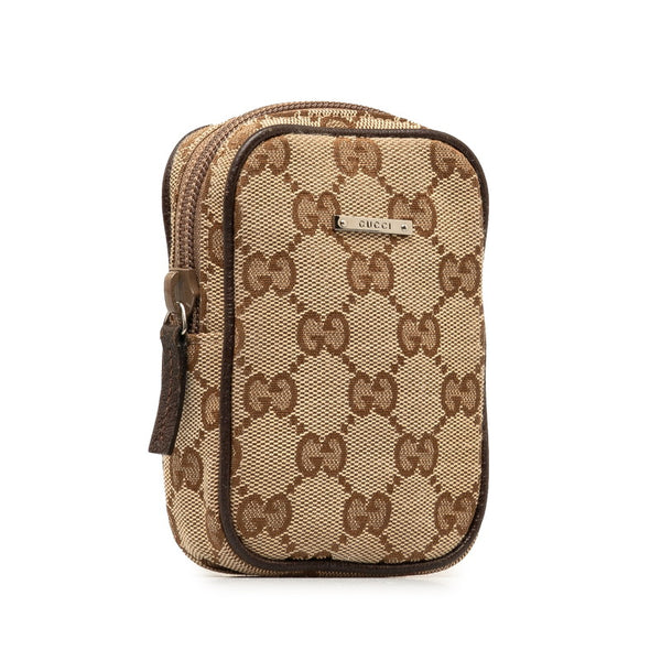 グッチ GGキャンバス シガレットケース ポーチ 115249  ベージュ ブラウン キャンバス レザー レディース GUCCI 【中古】