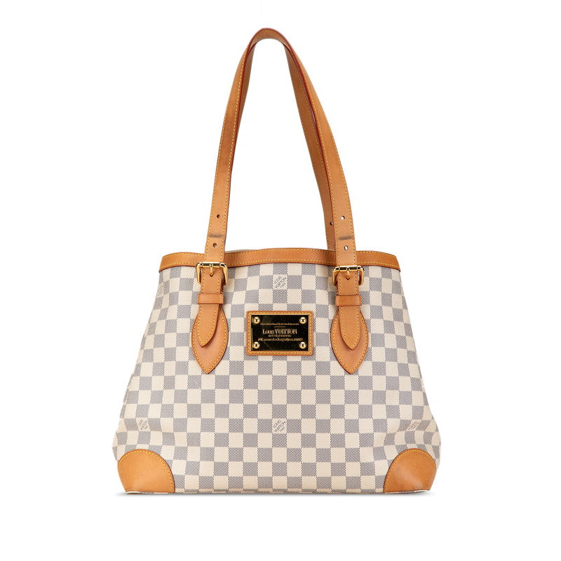 ルイ ヴィトン ダミエ アズール ハムステッドMM ショルダーバッグ トートバッグ N51206 ホワイト PVC レザー レディース LOUIS VUITTON 【中古】