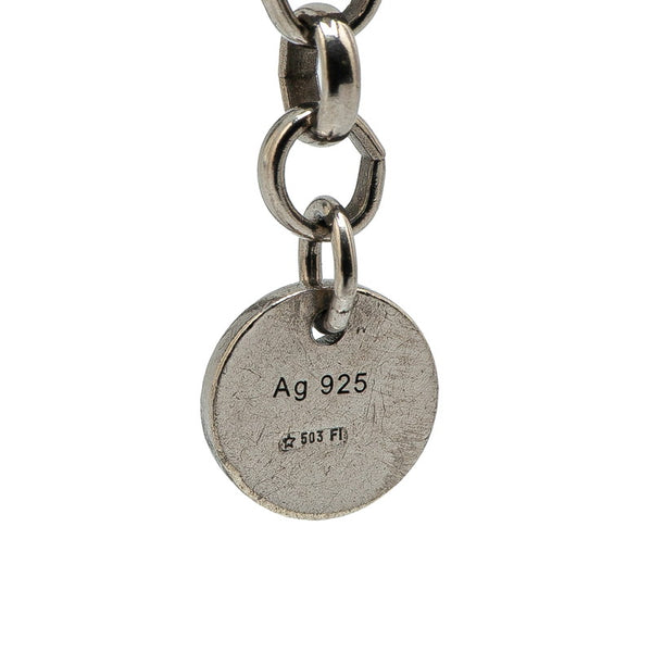グッチ GGゴースト ペンダント ダイヤモンド ネックレス シルバー レッド SV925 シルバー レディース GUCCI 【中古】