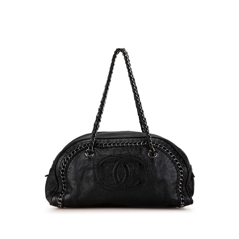 シャネル ラグジュアリー ライン ココマーク チェーンハンドバッグ  ミニボストンバッグ ブラック レザー レディース CHANEL 【中古】