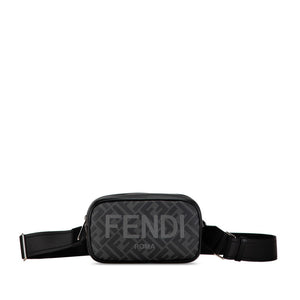 フェンディ ズッカ ロゴ カメラケース スモール ショルダーバッグ 7M0285 ブラック PVC レザー レディース FENDI 【中古】