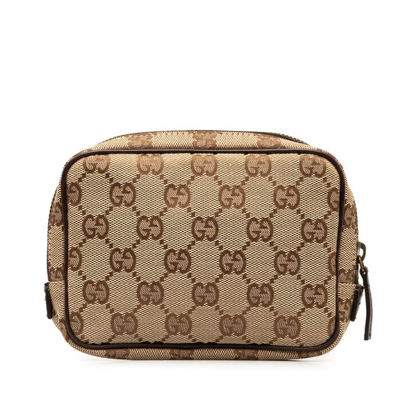 グッチ GGキャンバス ポーチ 106647 ベージュ ブラウン キャンバス レザー レディース GUCCI 【中古】