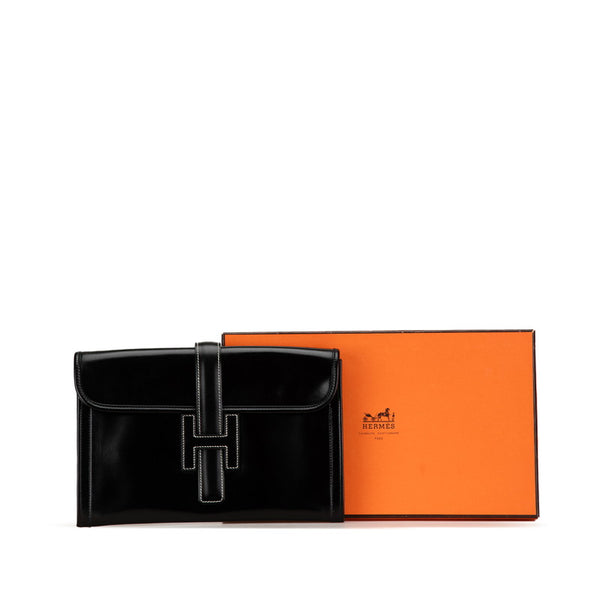 エルメス ジジェPM クラッチバッグ ブラック ボックスカーフ レディース HERMES 【中古】