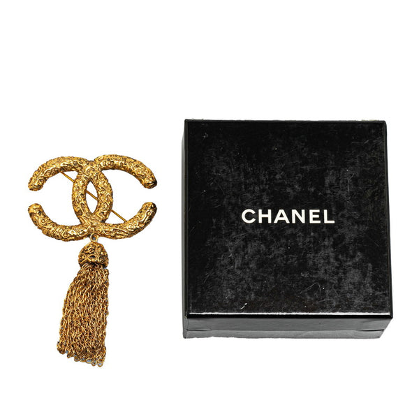 シャネル ヴィンテージ ココマーク フリンジ ブローチ ゴールド メッキ レディース CHANEL 【中古】