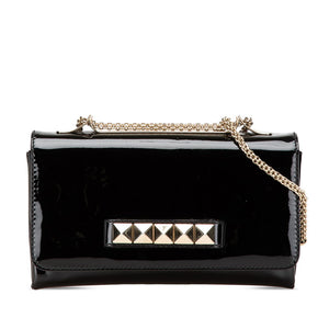 ヴァレンティノ ロックスタッズ チェーン ショルダーバッグ ブラック エナメル レディース VALENTINO 【中古】