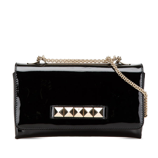 ヴァレンティノ ロックスタッズ チェーン ショルダーバッグ ブラック エナメル レディース VALENTINO 【中古】
