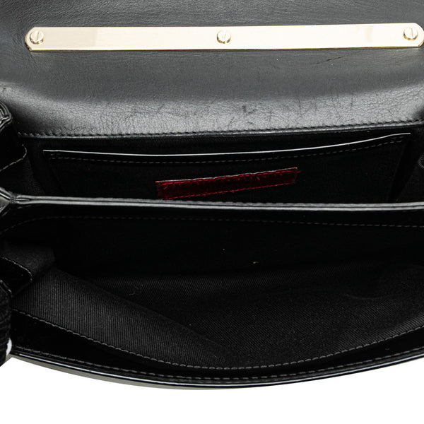 ヴァレンティノ ロックスタッズ チェーン ショルダーバッグ ブラック エナメル レディース VALENTINO 【中古】