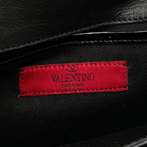 ヴァレンティノ ロックスタッズ チェーン ショルダーバッグ ブラック エナメル レディース VALENTINO 【中古】