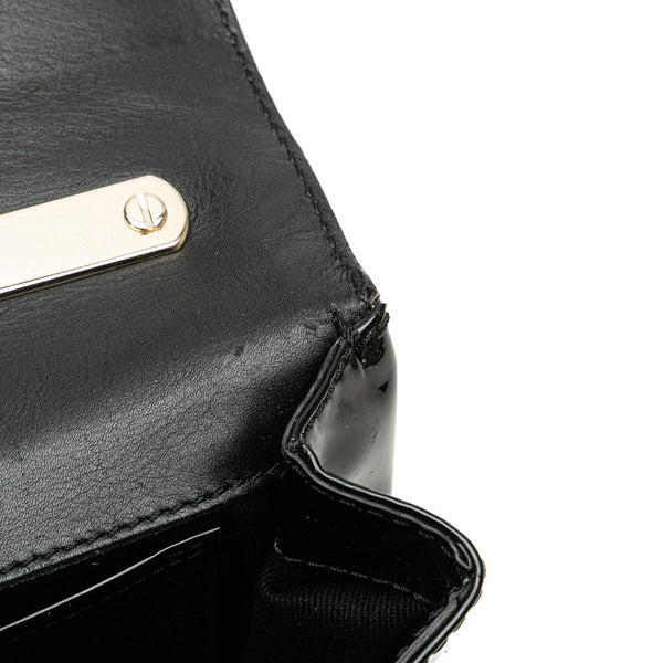 ヴァレンティノ ロックスタッズ チェーン ショルダーバッグ ブラック エナメル レディース VALENTINO 【中古】